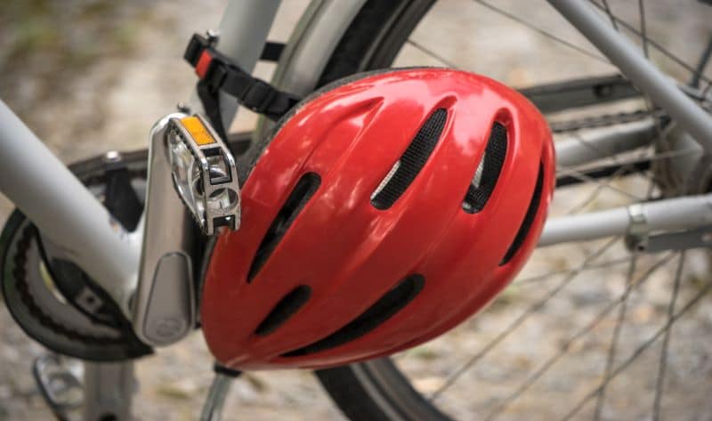 bike helmet on bicycle